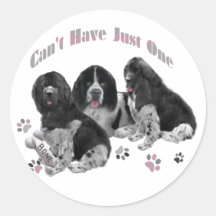 LANDSEER NEWFOUNDLAND CAN'T HAVE JUST ONE ROUND STICKER