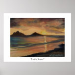 LaniKai Sunrise" Watercolor Artist T.Fowler-Bailey Poster