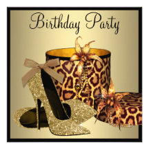 L'anniversaire de la femme d'or de noir de chaussu faire-parts