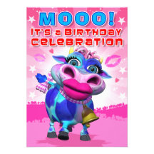 L'anniversaire invitent MOO de baiser (le GiggleBe Invitation Personnalisée