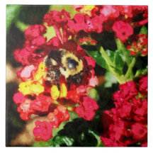 Lantanas and the Bee Tile