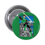 Lanterne verte avec l'arrière - plan de ville badge avec épingle