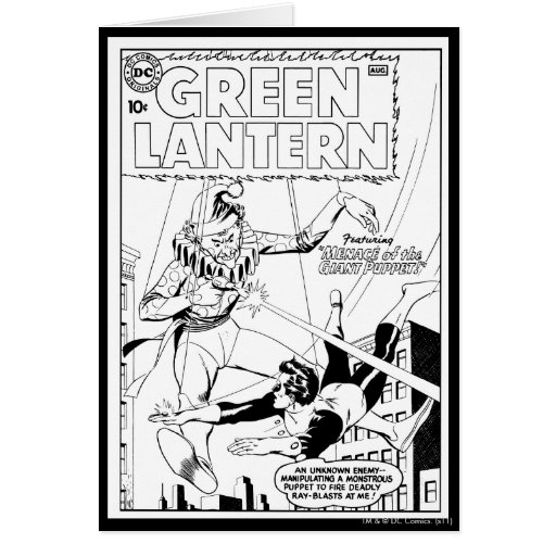 Lanterne verte contre le clown, noir et blanc carte de vœux