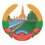 LAO NATIONAL EMBLEM - LAO BADGE ROUND STICKERS