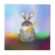 Lapin avec la carotte carreaux en céramique