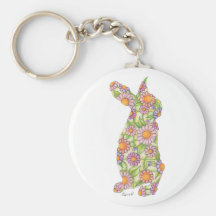 Lapin de jardin de marguerite porte-clef