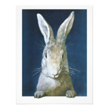 Lapin de Pâques vintage, lapin blanc velu mignon Invitations Personnalisées