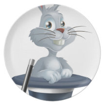 Lapin et chapeau blancs de magie D3.jpg 2012 Assiette