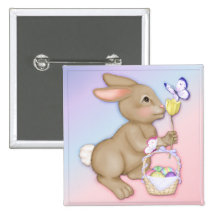 Lapin et panier de Pâques Pin's Avec Agrafe