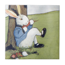 Lapin mangeant une carotte carreaux