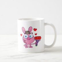 Lapin mignon avec des fleurs mug à café