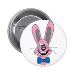 Lapin rose de bande dessinée avec la cravate d'arc badge avec épingle