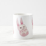 Lapin rose mignon de Kawaii tombant des étoiles Tasse