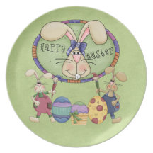 Lapins de Pâques heureux Assiettes