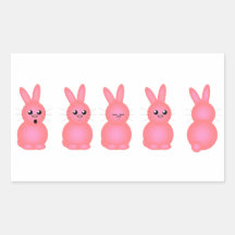 Lapins roses autocollants