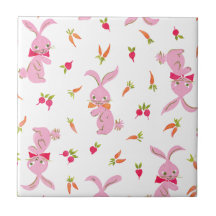 Lapins roses avec des carottes carreaux en céramique