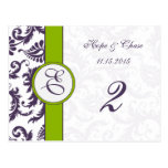 Lapis Purple Damask Apple Green Table Number Cards Postcards