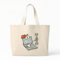 Laptop Cartoon Character Holding A Wrench Tote Bag