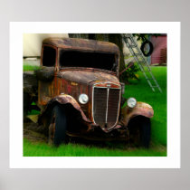 Large Antique Truck Poster - Vintage Vehicle
