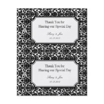 Large black damask diy wedding gift bag hang tag