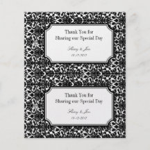 Large black damask diy wedding gift bag hang tag personalized flyer
