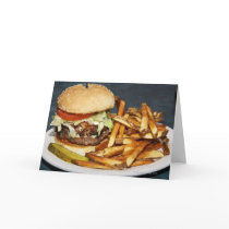 large double half pound burger fries and cola greeting card