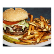 Large Double Half Pound Burger Fries and Cola posters