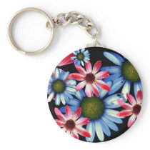 Large Flowers on Black Keychain