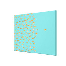 Large group of goldfish facing one lone goldfish gallery wrap canvas