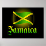 Large Jamaica Flag Poster, Black with Yellow Glow posters
