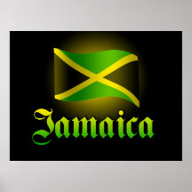 Large Jamaica Flag Poster, Black with Yellow Glow