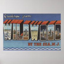 Large Letter Scenes - Wildwood-By-The-Sea, NJ Print
