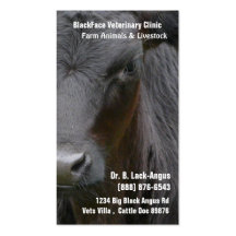 Large Livestock Veterinarian - Black Angus Cow Business Cards