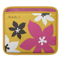 Large modern flower print personalized yellow pink ipad sleeves