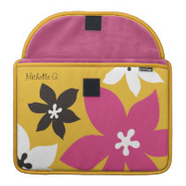 Large modern flower print personalized yellow pink macbook sleeves