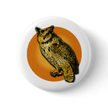 Large Owl with Orange Moon Tshirts, Mugs buttons