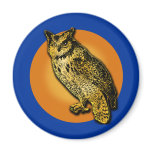 Large Owl with Orange Moon Tshirts, Mugs magnets