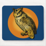 Large Owl with Orange Moon Tshirts, Mugs Mouse Pads
