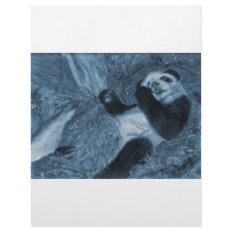 Large Panda Play Blue Hue Customized Letterhead
