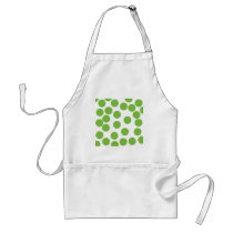 Large Pea Green Dots on White. Apron