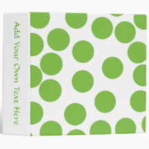 Large Pea Green Dots on White. Binder