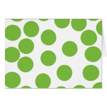 Large Pea Green Dots on White. Cards
