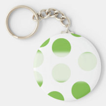 Large Pea Green Dots on White. Key Chain