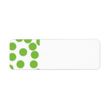 Large Pea Green Dots on White. Return Address Labels