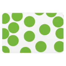 Large Pea Green Dots on White. Magnets