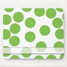 Large Pea Green Dots on White. Mousepad