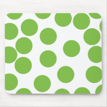 Large Pea Green Dots on White. Mousepads