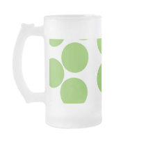 Large Pea Green Dots on White. Coffee Mugs