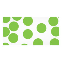 Large Pea Green Dots on White. Customized Photo Card