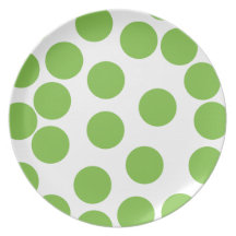 Large Pea Green Dots on White. Plates